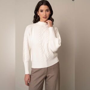 NWT Cyrus Mock Neck Cable Pullover Bone Color-Size M